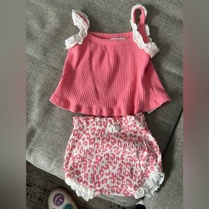 Two Piece Pink and White Leopard Set